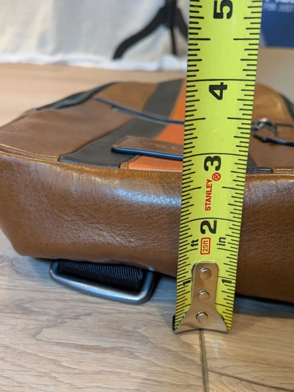 Coach Brown Leather Belt Bag with Black and Tan Stripes